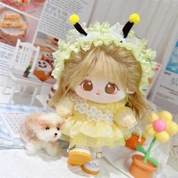 Dolls Dolls 20cm Cute Good Girl Cotton Plush Doll Kawaii Yellow Sequin Dress Idol Doll Clothing Accessories Anime Soft Children Toy Gifts S2452202 S2452307