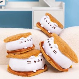 Plush Dolls 2 size biscuit plush cat pillow butter biscuit cat cute toy photography props decoration baby pillow doll H240521 DGK6