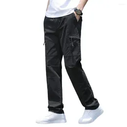 Men's Pants Men Multi-pocket Versatile Cargo Stylish Wide Leg Trousers With Multiple Zippered Pockets High For Outdoor