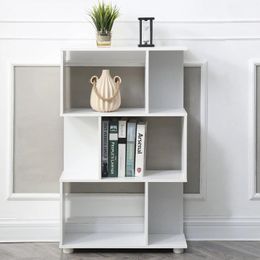 Hooks Modern Staggered 3-Shelf Manor Bookcase White