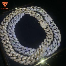 Custom S Sliver 9K 14K Solid Gold Iced Out Link Moissanite Diamond Cuban Chain Necklace