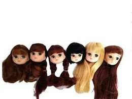 Dolls Jenny Licca Doll Head Cute Little Girl Colourful Long Hair DIY Doll Dress up Character Girl Gift Toy S2452202 S2452203