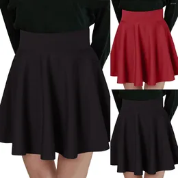 Skirts Women Casual Pleated Skirt Sweet Girls Solid Color High Waist A Line With Inner Shorts Pockets School Uniforms Mini