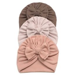 Hair Accessories Big Bowknot Baby Hat Turban Winter Newborn Girls Cap Beanies Soft Elastic Infant Toddler Hat Warm Bonnet Kids Caps Y240522