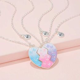 Jewellery 3 pieces/set of Colourful butterfly sparkling broken peach heart pendants suitable for 3 girls friendship BFF necklaces best friend Jewellery gifts WX5.21 WX5.21
