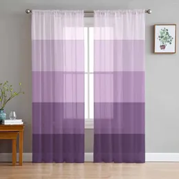 Curtain Stripe Gradient Minimalist Purple Tulle Curtains For Living Room Bedroom Children Decor Sheer