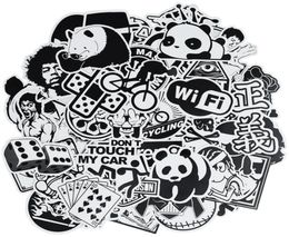 50 pcs Random black and white punk anime stickers home decor sticker on ggage motor bike skateboard wall decals stickers for kid7757503