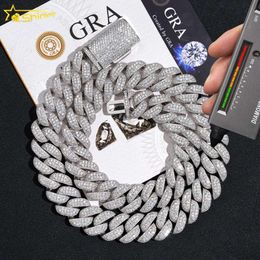 GRA Pass Tester Hip Hop Jewelry Sier 18Mm Width VVS Diamond Moissanite Iced Out Cuban Link Chain