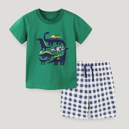 Clothing Sets Baby Boys Clothes Suit Summer Children Cartoon Printed T-Shirt Tops Plaid Shorts Two Piece Toddler Outfits 1-7Years Sweatsuits