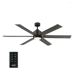 60" Modern Ceiling Fan With Remote Control And 6-Speed Options Bedroom Living Room Home Office Dining Wood Glass MetalBlack