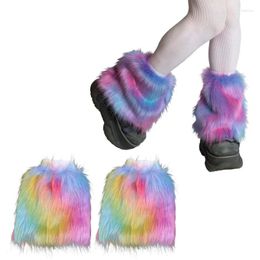 Women Socks Faux Fur Cuffs Pile Winter Warm Thickened Leg Warmer Short Cuff Furry Foot Cover Plush Tube