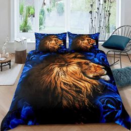 Bedding sets Black Lion Duvet Cover Animal Bed Sheet 3 Piece Set Single Double King Queen Full Size 1 Comforter 2 case H240521 1SNY