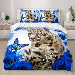 Bedding sets Tiger Head Comforter Cover Decor Duvet Set Prairie Animal Quilt for Kids Boys Teens Men with 2 Cases H240521 9T70