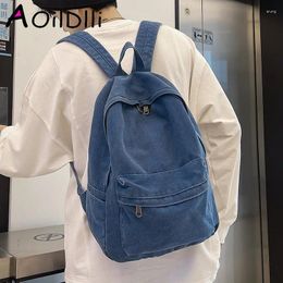 Backpack Solid Colour Canvas Women 2024 School Bag For Teenage Girls Travel Student Male Female Bookbag Unisex Laptop Bags