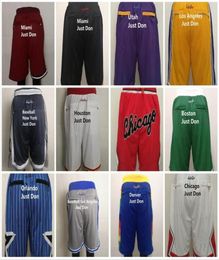 2021 Team Basketball Short Just Don Sport Shorts Hip Pop Pants With Pocket Zipper Sweatpants Blue White Black Gold Purple Mens Sti9363224