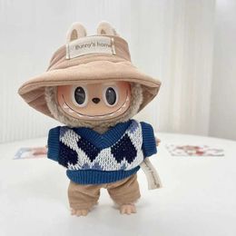 Stuffed Plush Animals 17cm cute mini plush doll clothing set accessory suitable for Korean K-pop Exo Labubu idol sweater hoodie DIY childrens gift Q240521
