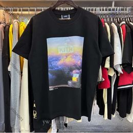 T Shirt Mens Designer Kith T Shirt Cloud Fun Forest Brand Shirts Print High Kith Shirt Quality Cotton Oversized Short Sleeve T-Shirt 485f