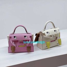 Leather Handbag Ky Dole Bags Color Blocking Splicing Cute Little Monster Bag Handheld Crossbody Bag Womens 2024 New Xiaohongshu Internet Celwith logo HBRG