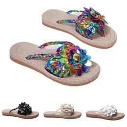 2024 designer sandals Flowers snake leather slides slippers womens white black patent yellow triple pink flip flops ladies size 5.5-9.5 48d