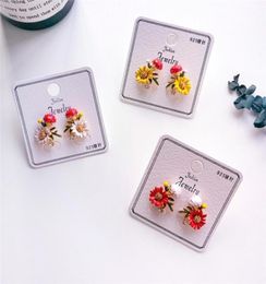 Stud Warmhome Trendy Jewellery Enamel Glaze Copper Cute Daisy Flower Mushroom Gem Women Earring Fashion9067605