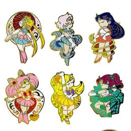 Cartoon Accessories Sailor Moon Brooch Pins Enamel Metal Badges Lapel Pin Brooches Jackets Jeans Fashion Jewellery Drop Deli Delivery Ba Otcpa