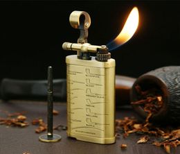 multipurpose archaize metal flame lighter flint wheel Cigarette Lighters butane gas Refillable Oldfashioned tobacco pipe tamper 1326278