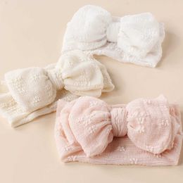 Hair Accessories New Summer Breathable Baby Mesh Headbands Top Knot Double Bows Soft Turban Headwraps Girls Hair Accessories Y240522