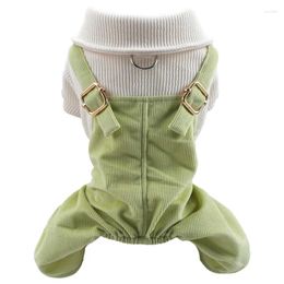 Dog Apparel Green Jumpsuit With Harness Shirt Spring Summer Pet Onesie Puppy Kitten Suspenders XS XL Animal Outfit Accessories