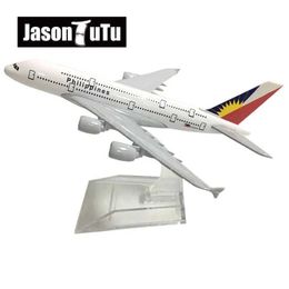 Aircraft Modle JASON TUTU 16cm Philippines Airbus A380 Airplane Model Plane Model Aircraft Diecast Metal 1/400 Scale Planes Dropshipping Y240522