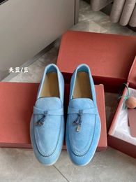 Casual Shoes High-end Leather Single Women Flat LP Loafers Simple Driving Lazy Man Slip-on Bean Shoe Scrub