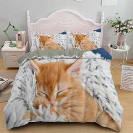 Bedding sets 3D Printed Cute Kitten Pet Cat Set Boys Girls Twin Queen Size Duvet Cover case Bed Kids Adult Home Textileextile H240521 V13K
