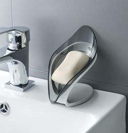 Creative transparent leafshaped soap dish bathroom toilet punch drain soaps rack leaf box4712898