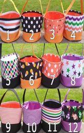 Halloween Bucket Favours Polka Dot Bat Striped Polyester Candy Collection Bag Halloween Trick or Treat Pumpkin Bags Party Decoratio7221711