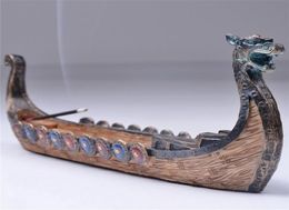 Dragon Boat Incense Stick Holder Burner Hand Carved Carving Censer Ornaments Retro Incense Burners Traditional Design so Q1904267628920