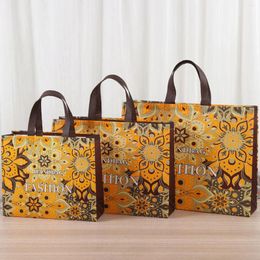 Shopping Bags Non-woven Fabric Flower Sun Print Bag Foldable Reusable Travel Storage Women's Handbag Shopper Tote