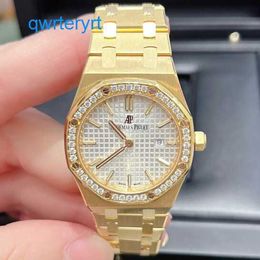 AP Diamond Wrist Watch Royal Oak Series Watch Women's 33mm Diameter Quartz Movement Steel White Gold Rose Gold Casual Men's Watch 67651BA.ZZ.1261BA.01