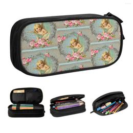 Customized Vintage Rose Victorian Angel Pencil Cases For Girl Boy Big Capacity Pen Bag Box Stationery