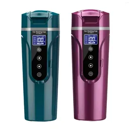 Water Bottles Car Heating Cup Electric Heated Travel Mug 450ml Coffee Temperature Display