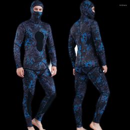 Women's Swimwear 3mm Neoprene Wetsuit Men's Hooded Camouflage Diving Suit Snorkeling Spearfishing Winter Thermal 2 Pieces Set Swimsuit