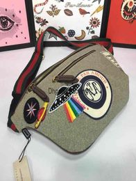 Classic cat and spaceship embroidery waist bags Fashion women men belt bag top quality real leather pvc woman chest bag size 28182463323
