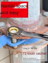 Ratchet wrench, quick and labor-saving, industrial grade, extended opening, small board, double end automotive repair tool set
