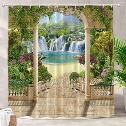 Shower Curtains Waterfall Curtain Forest Fall Landscape Outdoor Animal Sunset Bathtub Partition Bathroom Decorative