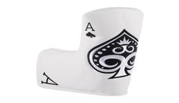 Ace of spades White PU Leather Embroidery Golf Club Headcover Blade Putter cover9615555