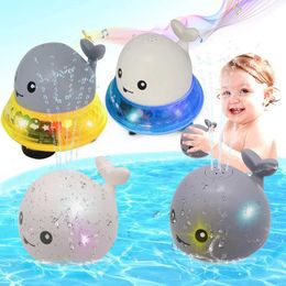 Bath Toys Water spray bath toy whale shaped LED light spring strip light music automatic sensing toy baby shower toy d240522