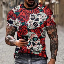 Men's T-Shirts Retro Mens T-shirt with 3D Skull Print Fashionable And Trendy High Strt Elements Comfortable Daily Shirt Clothing T240522