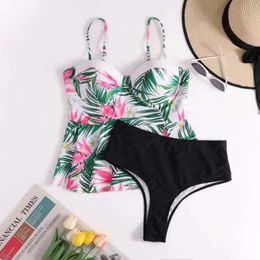 Women's Swimwear 24 new large-sized printed hard bag small and fresh covering the belly slimming and split body swimsuit womens vacation style sexy