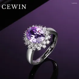 Cluster Rings Imitate Diamond Sterling 925 Silver Women's Ring With Amethyst And Zircon Good For Sleep Produced By Chinese Tradition