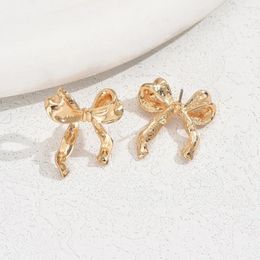 Stud Earrings Bowknot Style Women Metal Earring Gold Colour Little Ins Post Red Strawberry Charm Drop