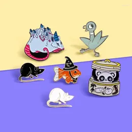 Brooches Pins Animal Mouse Rat Goldfish Duck Bird Chicken Panda Enamel Badge Custom Brooch Bag Clothes Lapel Jewelry Gift