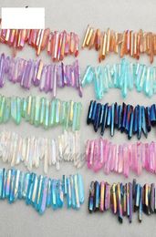 50g Titanium Clear Quartz Pendant Natural Raw Crystal Wand Point Rough Reiki Healing Prism Cluster Necklace Charms Craft3639687